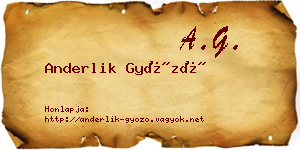 Anderlik Győző névjegykártya